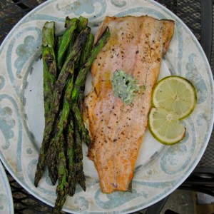 Trout with Asparagus and compound butter